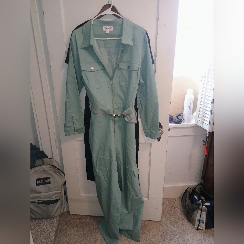 Mint Green Jumpsuit with Belt